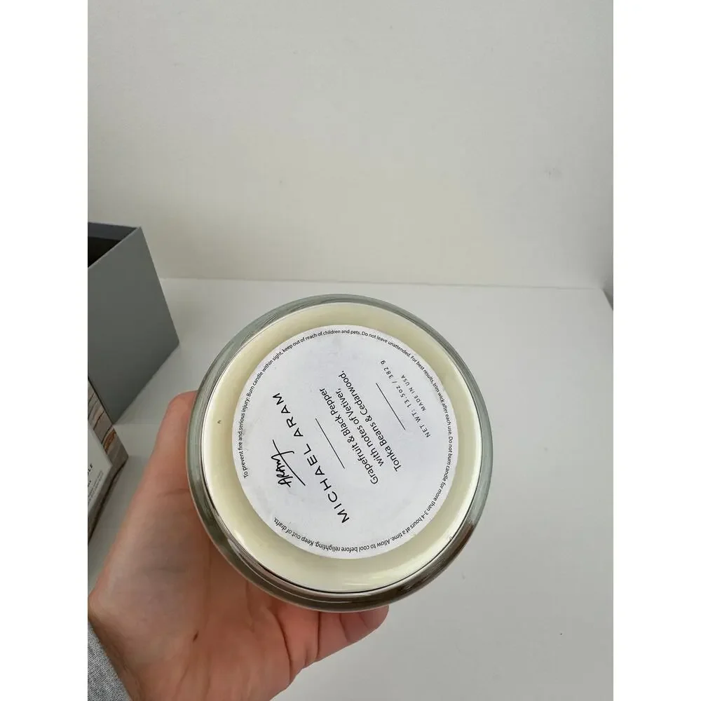 Michael Aram Ginkgo Candle Original Box Grapefruit Black Pepper Silver Tone NEW